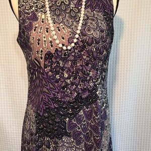 Connected Apparel Purple Print Sleeveless Dress